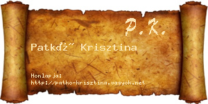 Patkó Krisztina névjegykártya