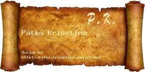 Patkó Krisztina névjegykártya